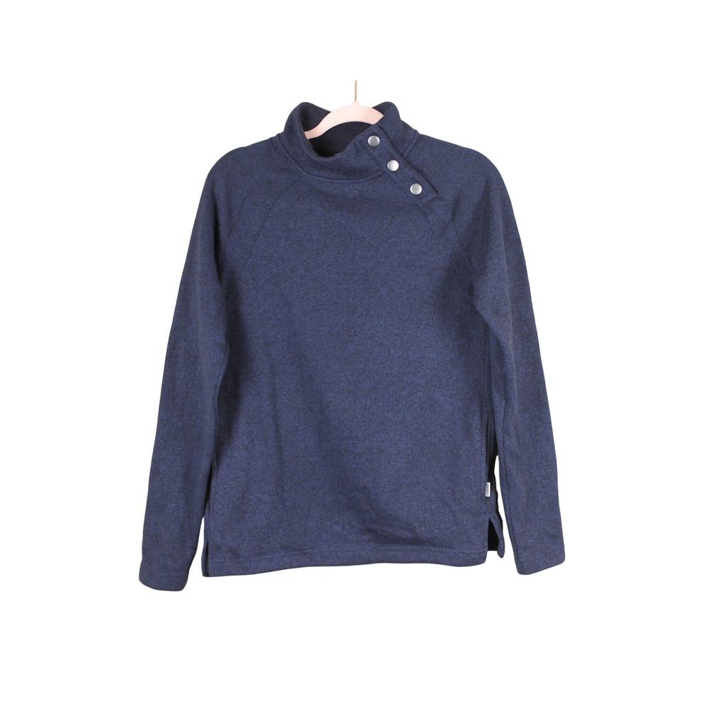 Eddie Bauer Preppy Athleisure Navy Blue Funnel Neck Pullover Sweatshirt S